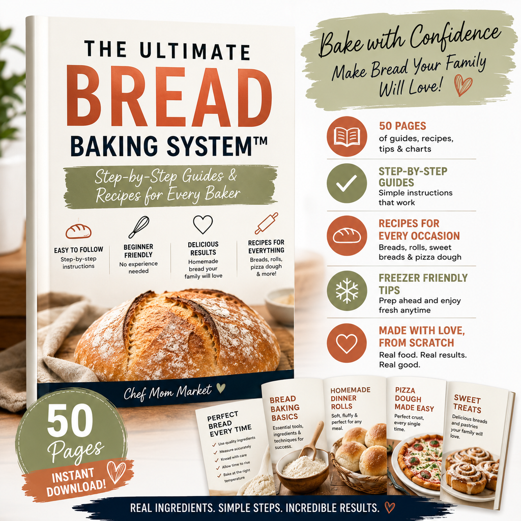 The Busy Mom Homemade Bread System™ | 50 Bread Recipes, Baking Guide, Freezer Tips & Printable Planner